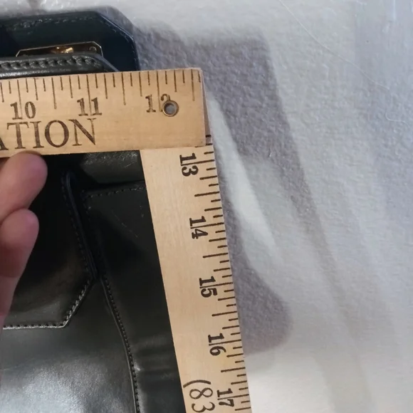 Tory Burch Dark Gray Genuine Leather Top Handle Frame Hinge Top Satchel Bag - Picture 12 of 13